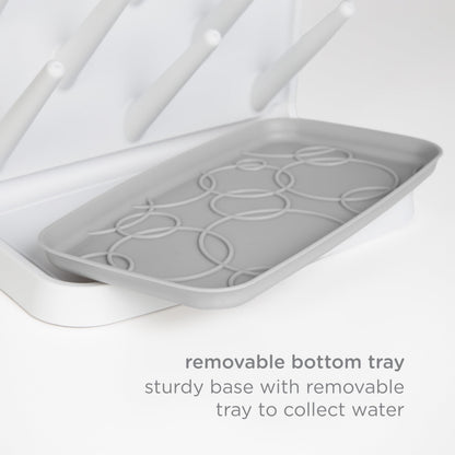 Ubbi Vertical Baby Bottle Drying Rack, Space Saving Countertop Drying Rack Baby Organizer, Gray