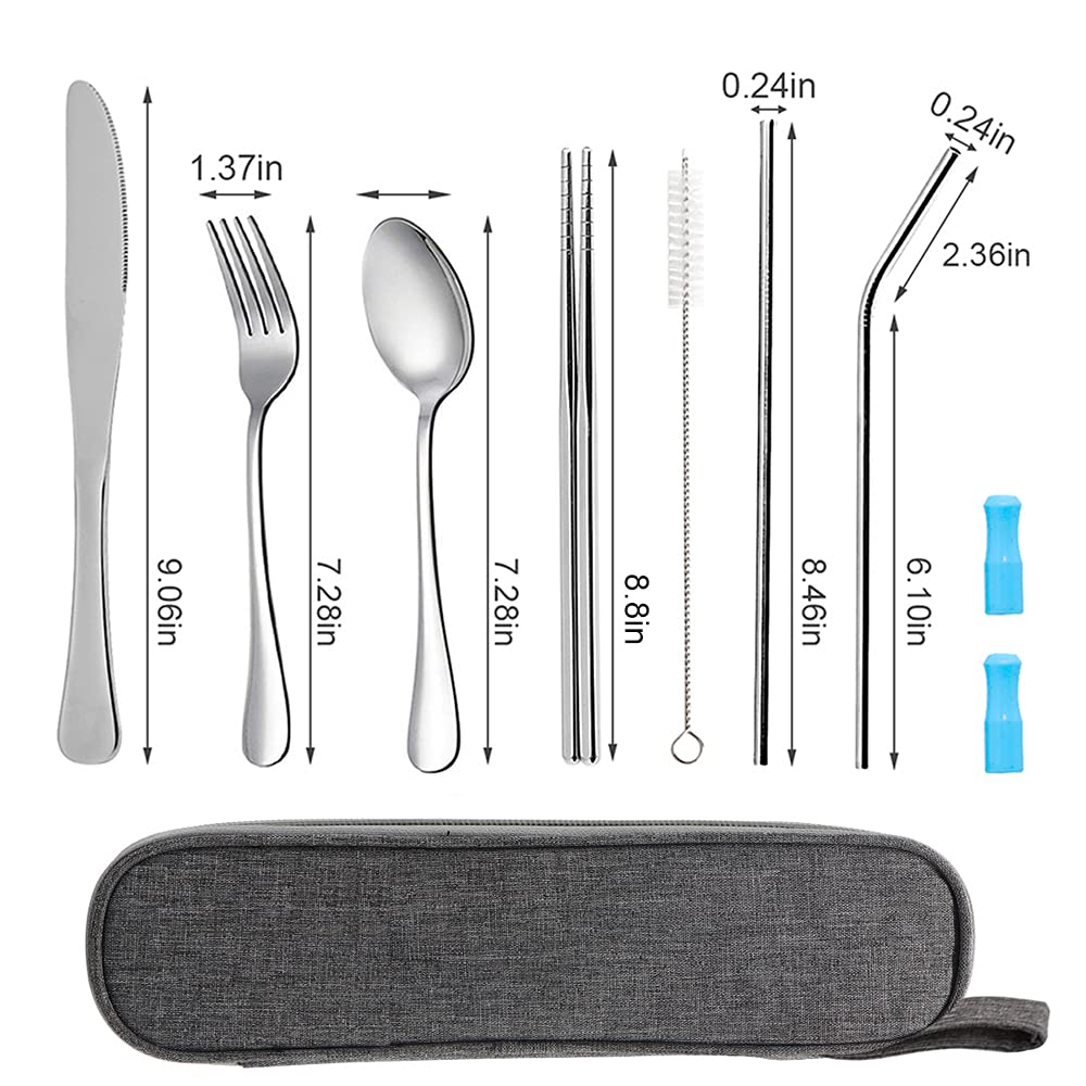 [Together Save 5%] Travel Utensils Set with Case Reusable Stainless Steel Cutlery Set