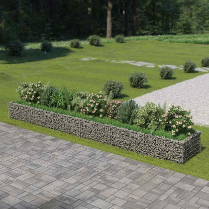Foknhdi Galvanized Steel Large Gabion Raised Bed 212.6"x35.4"x19.7" Silver Planter Box for Vegetables, Herbs & Flowers