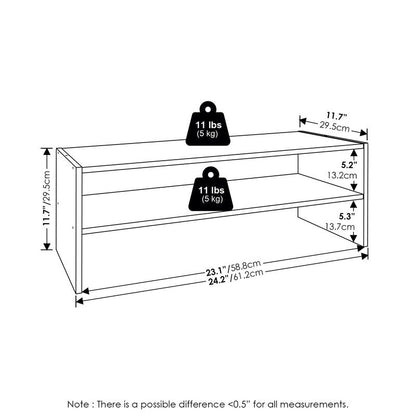 Furinno FANO Shoe Rack, 24-Inch Width 2-Tier Shoe Organizer, Stackable Shoes Storage, 11.7 x 24.2 x 11.7, for Closet Entryway, Office, Garage, White