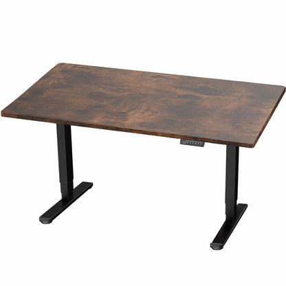 VIVO Electric 55 x 28 in Dual Motor Sit Stand Desk, Memory Height Adjustment, 2B Series, Rustic Vintage Brown Top Black Frame, DESK-KIT-2B55N
