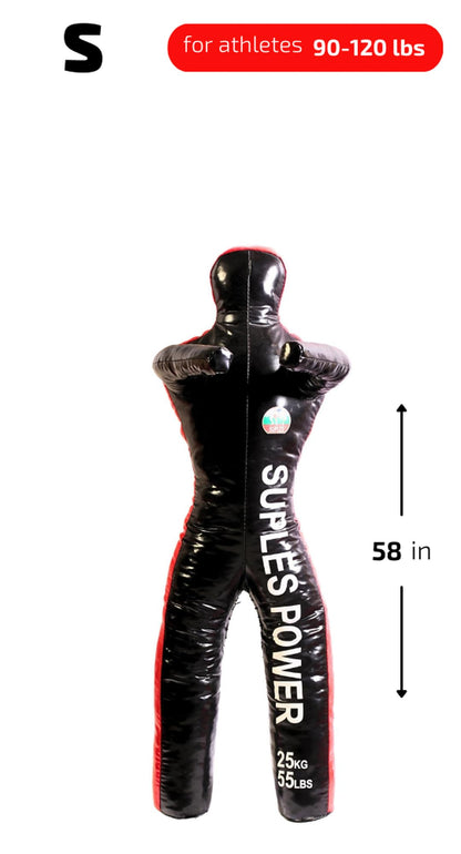 Suples Wrestling Dummy with Legs - Black Vinyl - (Small - 55 lbs) Freestyle, Judo, MMA, Jujitsu, Grappling, Wrestling, Boxing, Fighting, Throwing Dummy, UFC