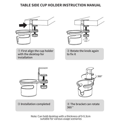 DecBeLiv 360° Rotating Cup Holder Under Desk Anti Spill Space Saving for Home Office Camping for Mugs, Glass, Heavy Drink