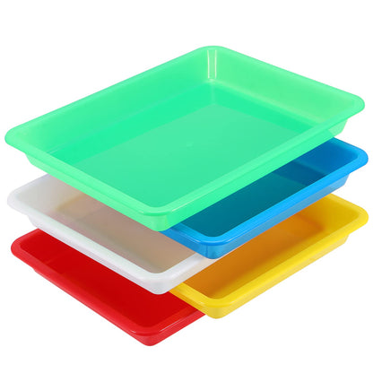 ZEONHEI 10 Pack Plastic Art Trays, Multicolor Activity Plastic Trays, Stackable Art and Crafts Organizer Tray for Beads, Painting, DIY Projects, 10.8 x 8.3 x 1.2 Inch