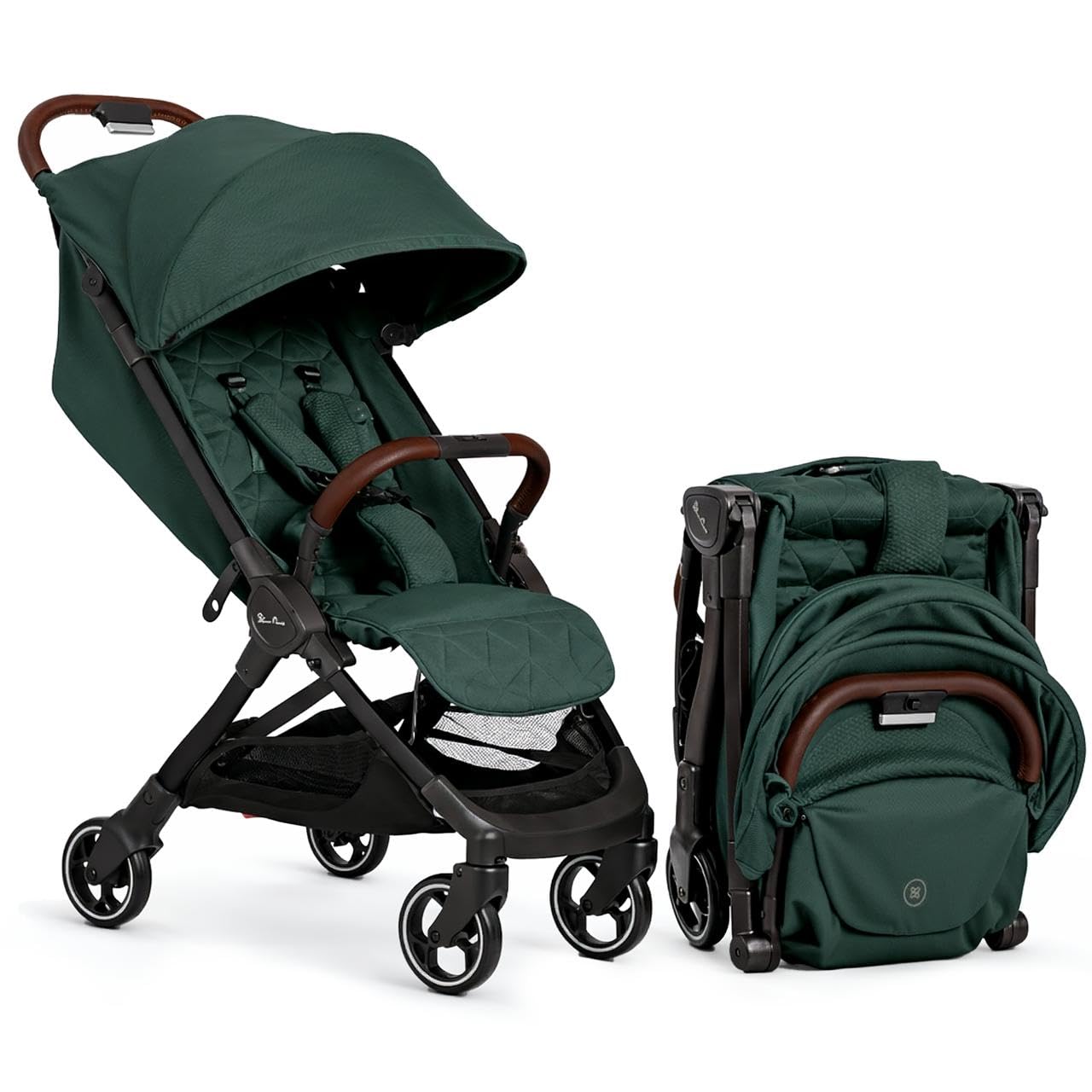 Silver Cross Clic Compact Travel Stroller – (Conifer) – Lightweight Baby Stroller for Airplane Travel – One-Hand Fold, Lie-Flat Infant & Toddler Seat – Birth to 55 lb