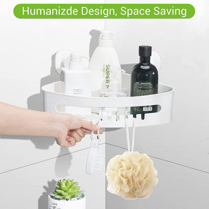 LUXEAR Corner Shower Caddy, Suction Cup No-Drilling Removable Basket for Bathroom Storage, Waterproof & Rustproof