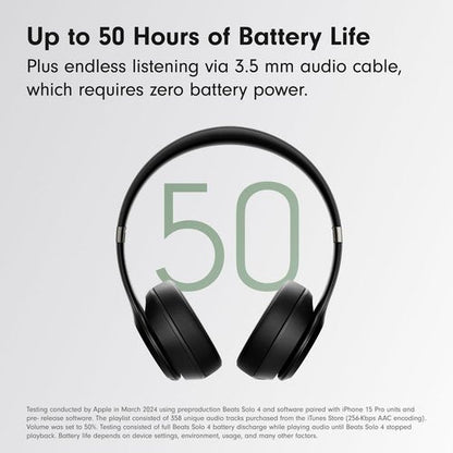 Beats Solo 4 Wireless On-Ear Bluetooth Headphones - 50-Hour Battery Life, Ultra-Lightweight Comfort | Matte Black
