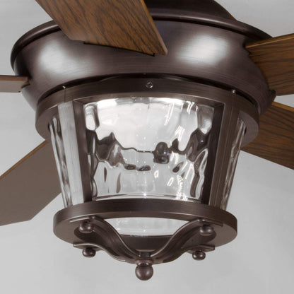 Progress Lighting P2576-2030K Protruding Mount, 5 Walnut Blades Ceiling fan with 18 watts light, Antique Bronze