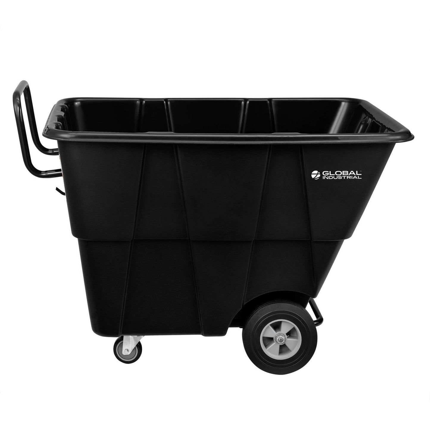 Global Industrial Standard Duty Plastic Tilt Truck 1/2 Cubic Yard Capacity 850 Lb. Capacity, Black, Cart for Construction Commercial Industrial Transportation