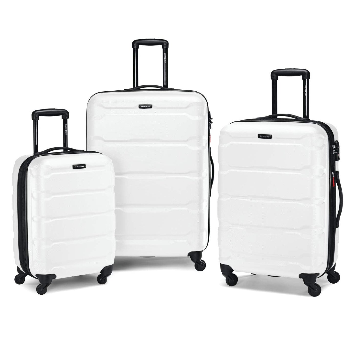 Samsonite Omni PC Hardside Expandable Luggage with Spinner Wheels, Checked-Large 28-Inch, White