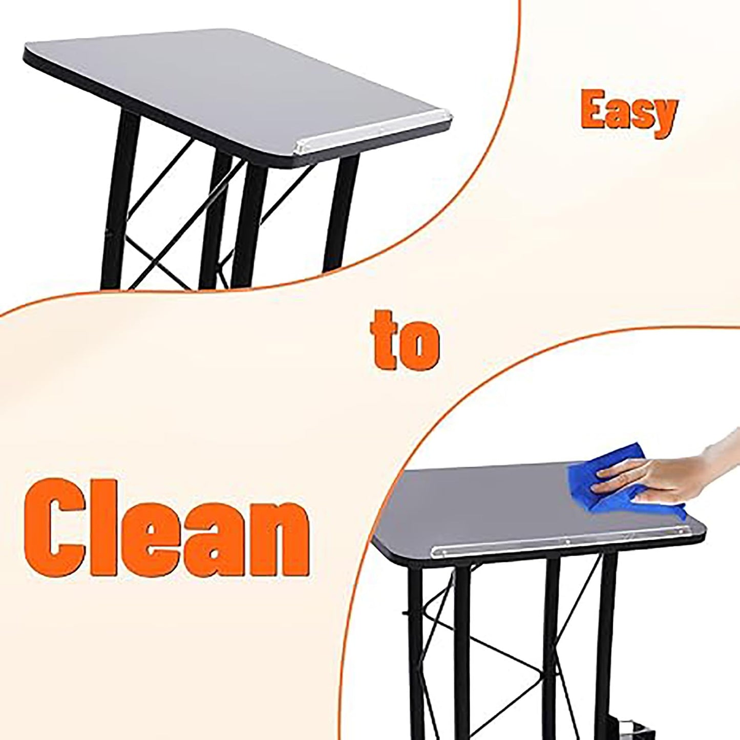 Black Curved Podium Stand - Metal Lectern for Classroom, Stage & Church - Large Pulpit for Speeches, Ceremonies, Celebrations - Professional Presentation Equipment