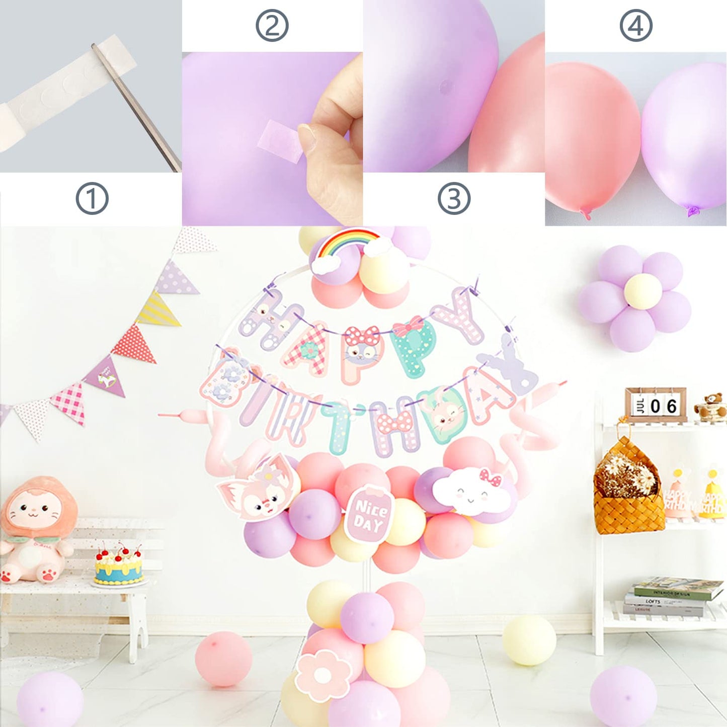 HANWER 200 PCS Glue Points for Balloons, Removable Sticky Point Tape, Adhesive Double Sided Clear dots for Craft Decoration