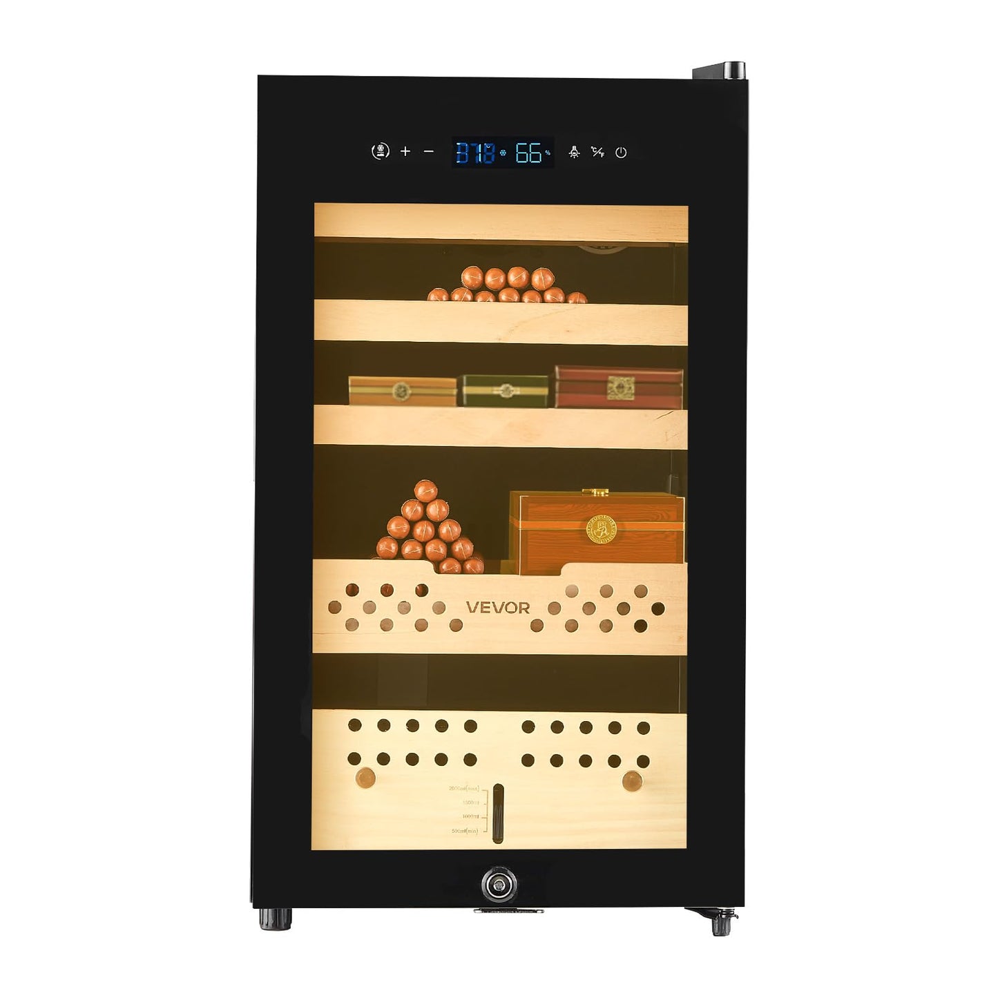 VEVOR Electric Humidor, 70L, 400 Counts Electric Cigar Humidor Cabinet with Compressor Cooling, Constant Humidity & Temperature Control, Spanish Cedar Wood Shelves & Drawers, 4 Layers, for Household