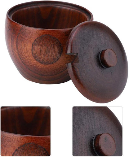 Solid Wood Sugar Bowl, Salt Box with Lid and Spoon - Kitchen Seasoning Containers