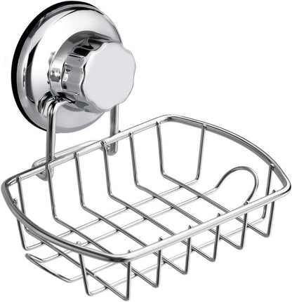 SANNO Suction Soap Dish with Hooks | Soap Holder Saver Tray for Shower, Bathroom, Tub, Kitchen Sink