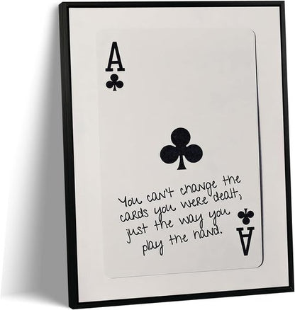 GEFQBBLD Funny Lucky Ace Poker Wall Art - Trendy Black & White Canvas Print | 8x10in Framed Decor