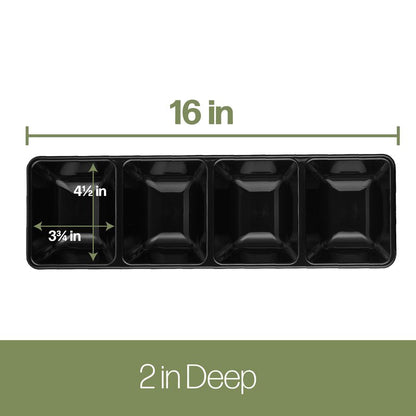 Plasticpro 4 Sectional Rectangle Plastic Serving Tray/Platter (2, Black)