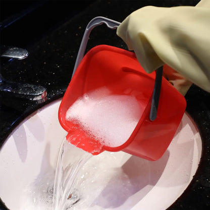 Roshtia 6 Pcs 3 Quart Cleaning Bucket Small Sanitizing Square Bucket Detergent Pail for Home Commercial Restaurant Kitchen Office School (Red)