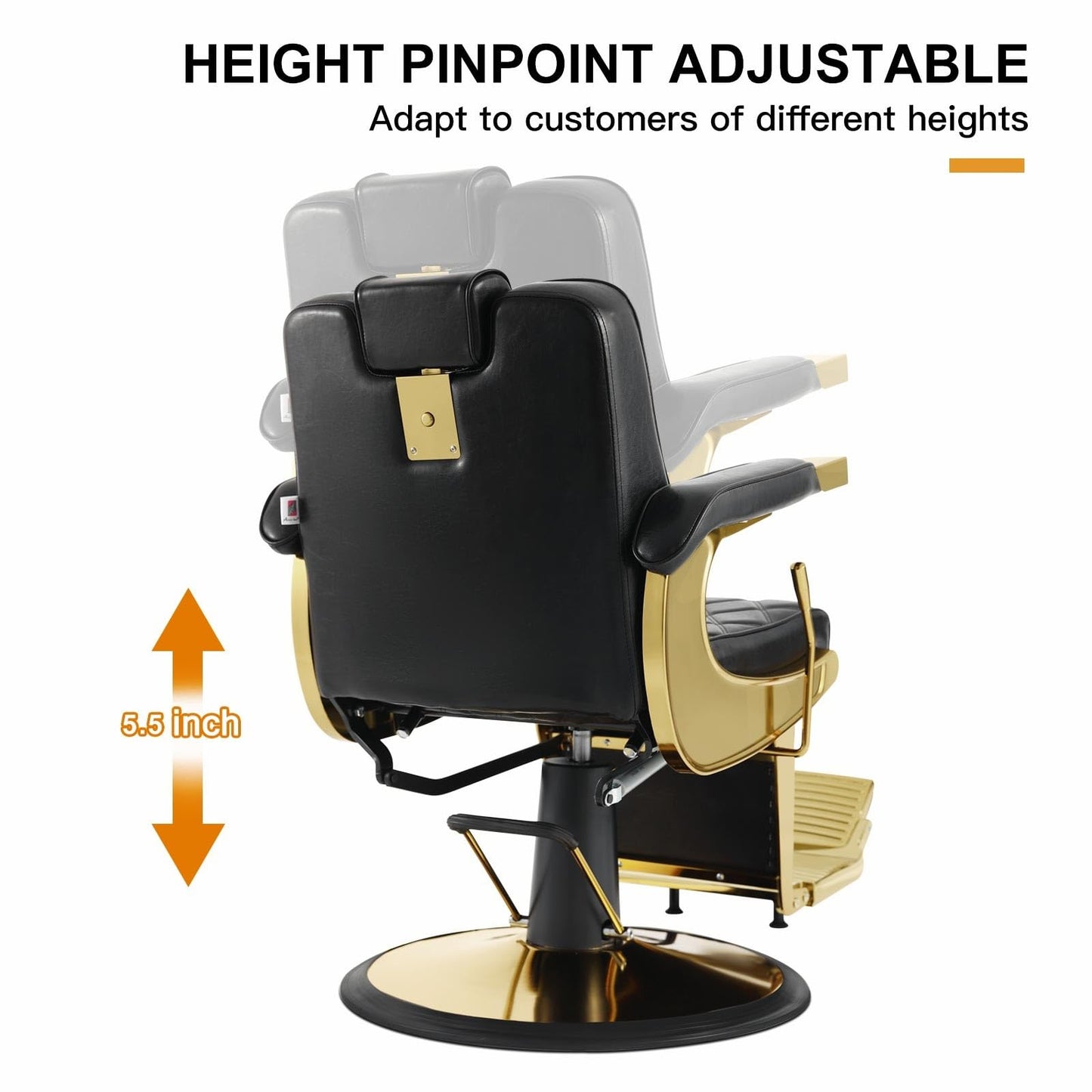 Artist hand All Purpose Barber Chair Wide Backrest Reclining Salon Chair for Hair Stylist Tattoo Chair Makeup Chair for Salon Equipment (Gold)