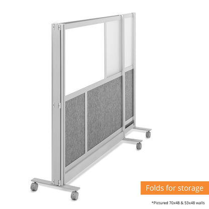 Modular Wall Partition Room Divider Bundle - Gray 70"x48" + 53"x48", 2 Cubicle Walls, Hinge & Casters for Flexible Office Divider & Room Divider Wall