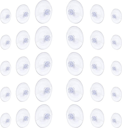 Whaline 30 Packs Suction Cup Plastic Sucker Pads - Clear, 3 Sizes, 45 mm, 30 mm, 20 mm