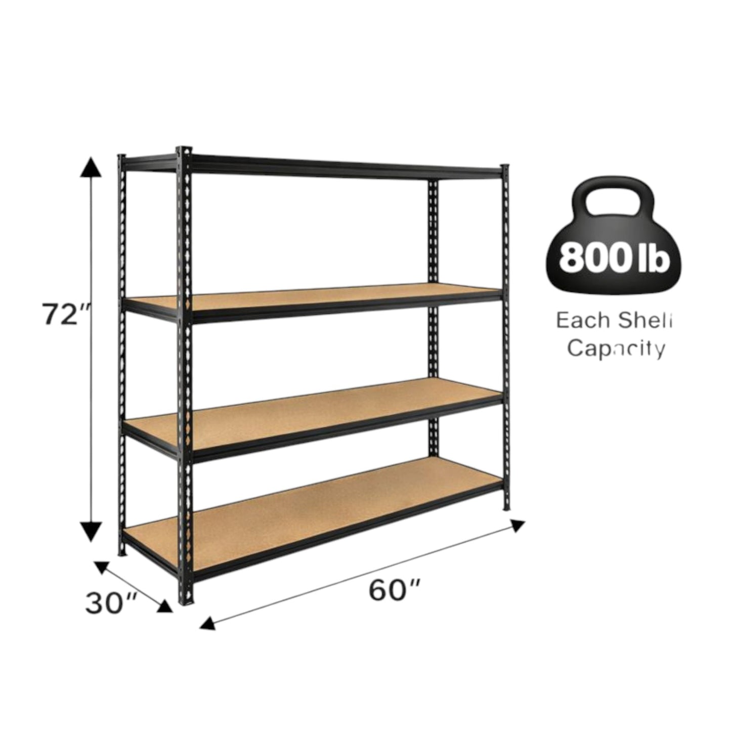 PRO&Family Heavy Duty Shelving Unit - Industrial Garage Storage Rack Z- Beam Storage Shelf Shelf Organizer Metal Wood Storage Shelves System (30"x 60"x 72", 4)
