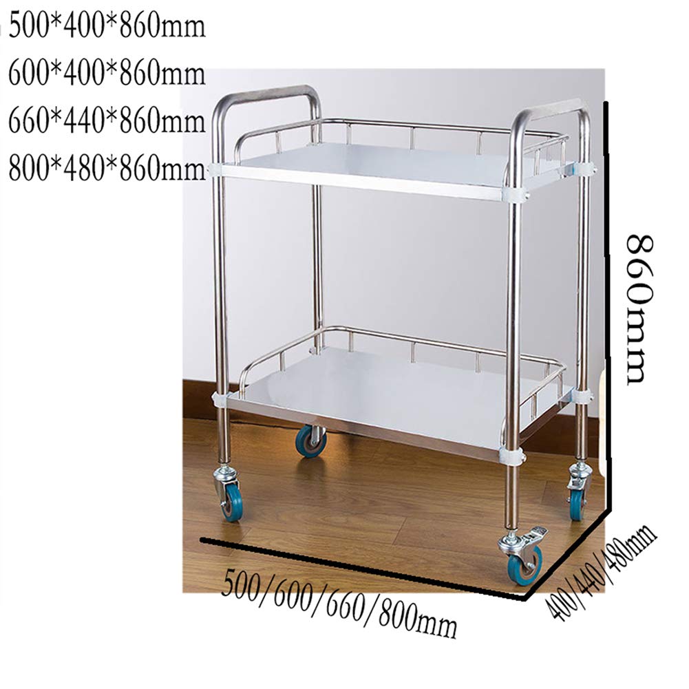 Utility Rolling Cart, Stainless Steel 2-Tier Tray Trolley, Versatile Serving Cart for Kitchen, Medical Use, Hospitals, Hotels, and Care Homes