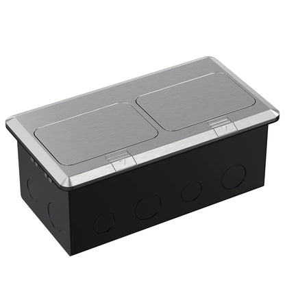 WEBANG Dual Pop-Up Floor Box Electrical Kit, 20A Tamper-Weather Resistant Duplex Receptacle Outlet, Corrosive Resistant Hardware, with Watertight Gasket, Brushed Nickel