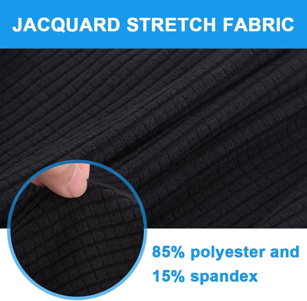 Stretch Office Chair Seat Covers with Armrest Sleeve, Jacquard Pattern High Back Slipcovers for Universal Chair