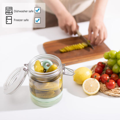 2 Pcs Pickle Jar with Strainer, 25 Oz Glass Pickle Container with Silicone Lift Separator, Airtight Lid Olive Storage Mason Jar for Jalapeno Gherkin Kimchi Marinade Fermenting Canning Jars Wide Mouth