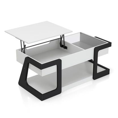 Furniture of America Golden Modern Rectangle Lift-Top Storage Wood 50 in. Coffee Table with 1 Shelf for Living Room, Bedroom, Reception Room, White