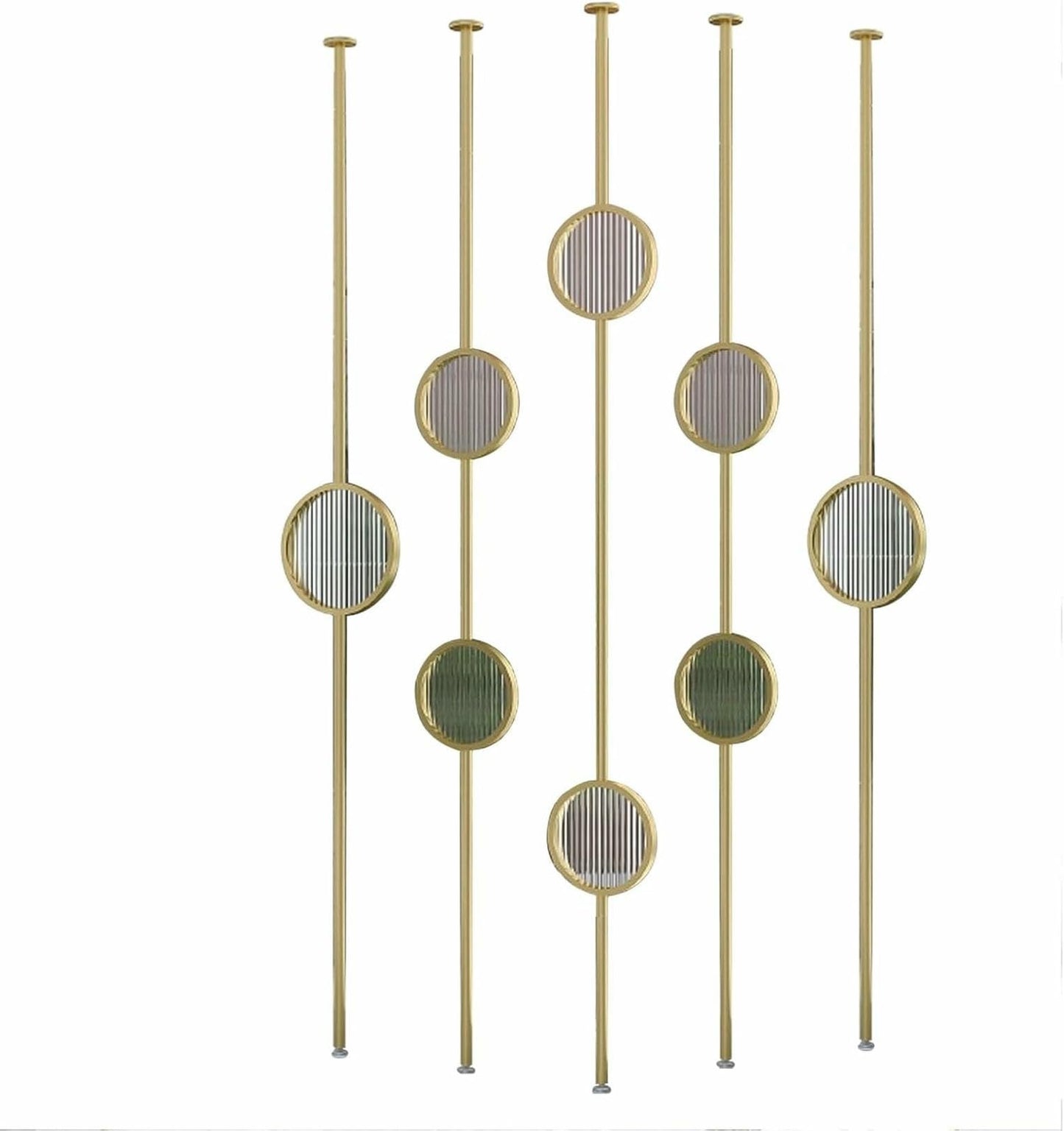 HCZKIUJ Metal Wall Partition Post Room Divider, Modern Partition Column Slats for Home Office Entryway, Portable Tile to Floor Privacy Screen Dividers (Style B Gold)
