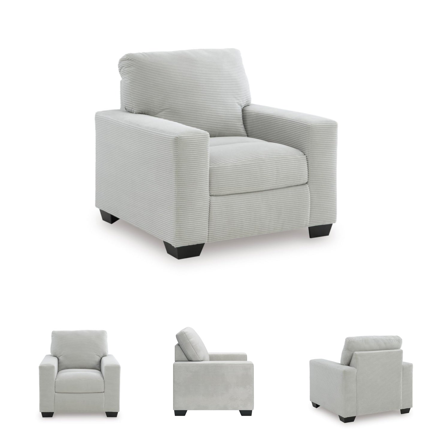 Signature Design by Ashley Ammon Urban Anti Sag Chair with Loose Seat Cushion, Light Gray