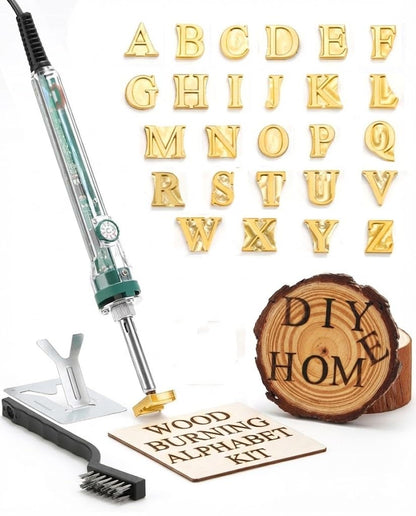 Arokimi 1/2" Wood Burning Letter Kit, 26 Pcs Alphabet Branding Iron for Wood Leather Hats BBQ Bread, With an 80W Electric Branding Iron