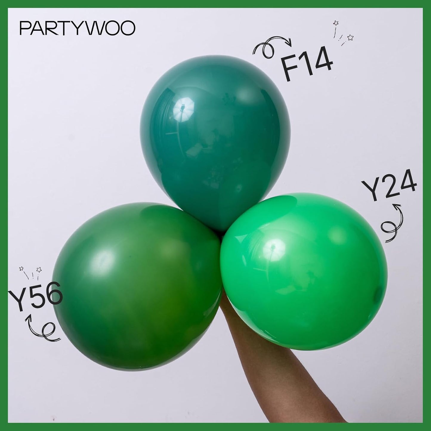 PartyWoo Dark Green Balloons - 50pcs 12 Inch Emerald Forest Green for Birthday & Baby Shower Decor