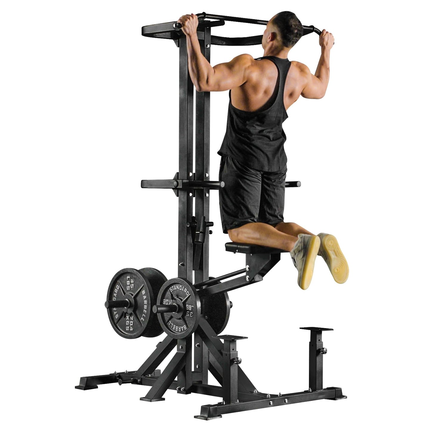 Assisted Pull Up Machine, GMWD 600 lbs Leverage-Assisted Chin and Dip Machine, 4-in-1 Plate Loaded Gym Equipment, Pull Up Machine with 1:1 Counterweight System & Band Peg for Home Gym