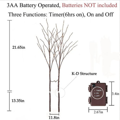 Hairui Lighted Brown Branches - 100 LED Fairy Lights with Timer | 30-Inch Willow Branch Decor for Indoor/Outdoor Holiday Use