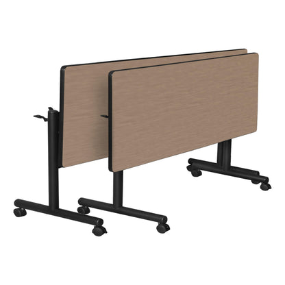 Regency Kobe 72 x 30 in. Flip-Top Training Nesting Table- Noble Oak, 2 M Stack Chairs- Blue