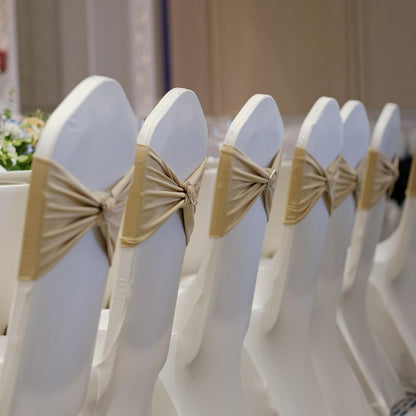 13" 5" 10 Pack PATIKIL x Stretch Chair Sashes Bows, Elastic Chair Bands Sashes with Buckle Slider for Wedding Banquet