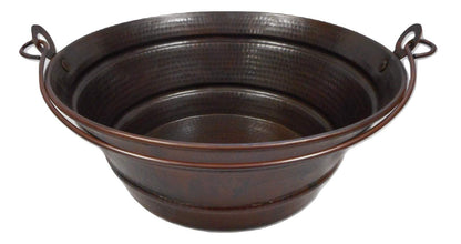 Simply Copper 15" Round Vintage Look Copper Bucket Vessel Sink with LT Drain and 13" ORB Claymore Vessel Filler Faucet