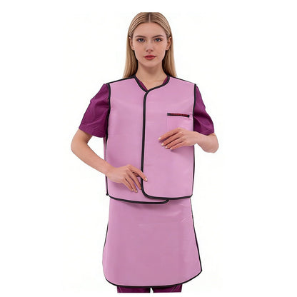 Pink X-ray Protective Lead Skirt Vest Suit, 0.35mmpb Lightweight Soft Radiation Shielding Adjustable Lead Apron(Large)