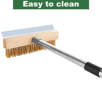ACXFOND Aluminum Pizza Oven Brush, Grill Brush with Scraper and 3 Sections of Detachable Long Rod Design for Commercial Cleaning, Restaurants, Kitchens, BBQ Shelf Or Any Grill