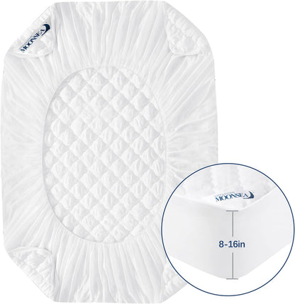 16 Inch Full Size Air Mattress Pad Cover, Quilted Mattress Protector, Super Soft Breathable and Noiseless Down