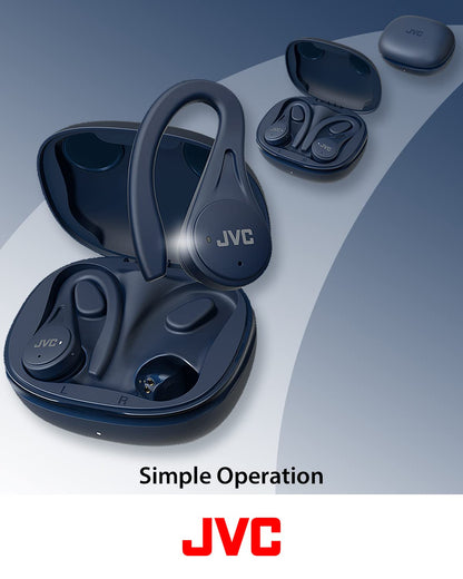 JVC Sport True Wireless Earbuds Headphones, Lightweight and Compact, Long Battery Life (up to 30 Hours), Sound with Neodymium Magnet Driver, Water Resistance (IPX5) - HAEC25TW (White)