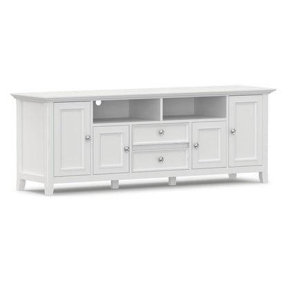 SIMPLIHOME Amherst TV Stand - 72 inch Wide Solid Wood Media Console in White, Transitional Entertainment Center for Living Room for TVs up to 80 Inches with Shelves and Cable Management