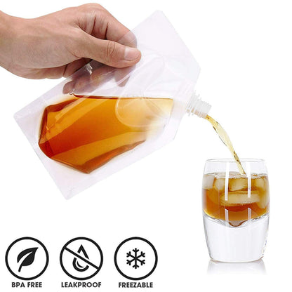 Cruise Liquor Flask Kit for Travel,Concealable and Reusable Rum Runner Alcohol Juice Travel Plastic Flasks Liquor Bags for Sneak Drink-4 x 32 oz + 3 x 16 oz + 3 x 8 oz +1 funnel