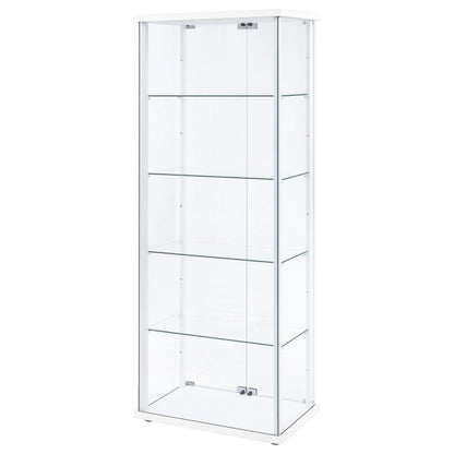 Coaster Home Furnishings - Delphinium - Glass - 4-Shelf Curio Cabinet with Wood Top and Base, Two Doors, and Chrome Hardware - Living Room - 64-Inch - White - 950170WHT
