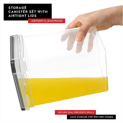 Extra Large Flour and Sugar Storage Containers 6.5L/220 Fl. oz; Set of 2 Plastic Bulk Airtight Food Storage Rice Containers With Lids - Kitchen Pantry Organizer and Storage Canisters, Marker & Labels