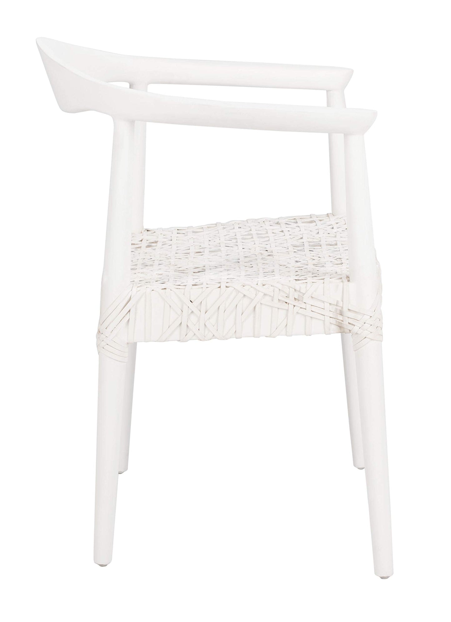 Safavieh Home Collection Juneau Leather Woven Natural and Off-White Accent Chair
