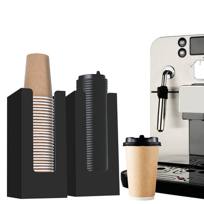 MYITYARD Coffee Cup Dispenser, Cup and Lid Organizer fits 5 to 16 oz Disposable Paper & Plastic Cups, Acrylic Cup Holder for Table Countertop, Black